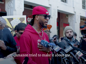 Chris Smalls gives press conference for Amazon Labor Union