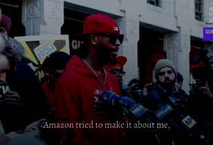 Chris Smalls gives press conference for Amazon Labor Union